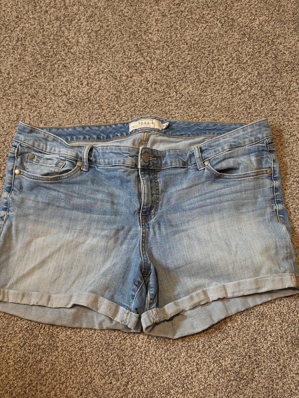 torrid Light Wash Denim Roll-Cuff Shorts